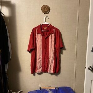 Caribbean Red and Pink Casual Button Down Shirt